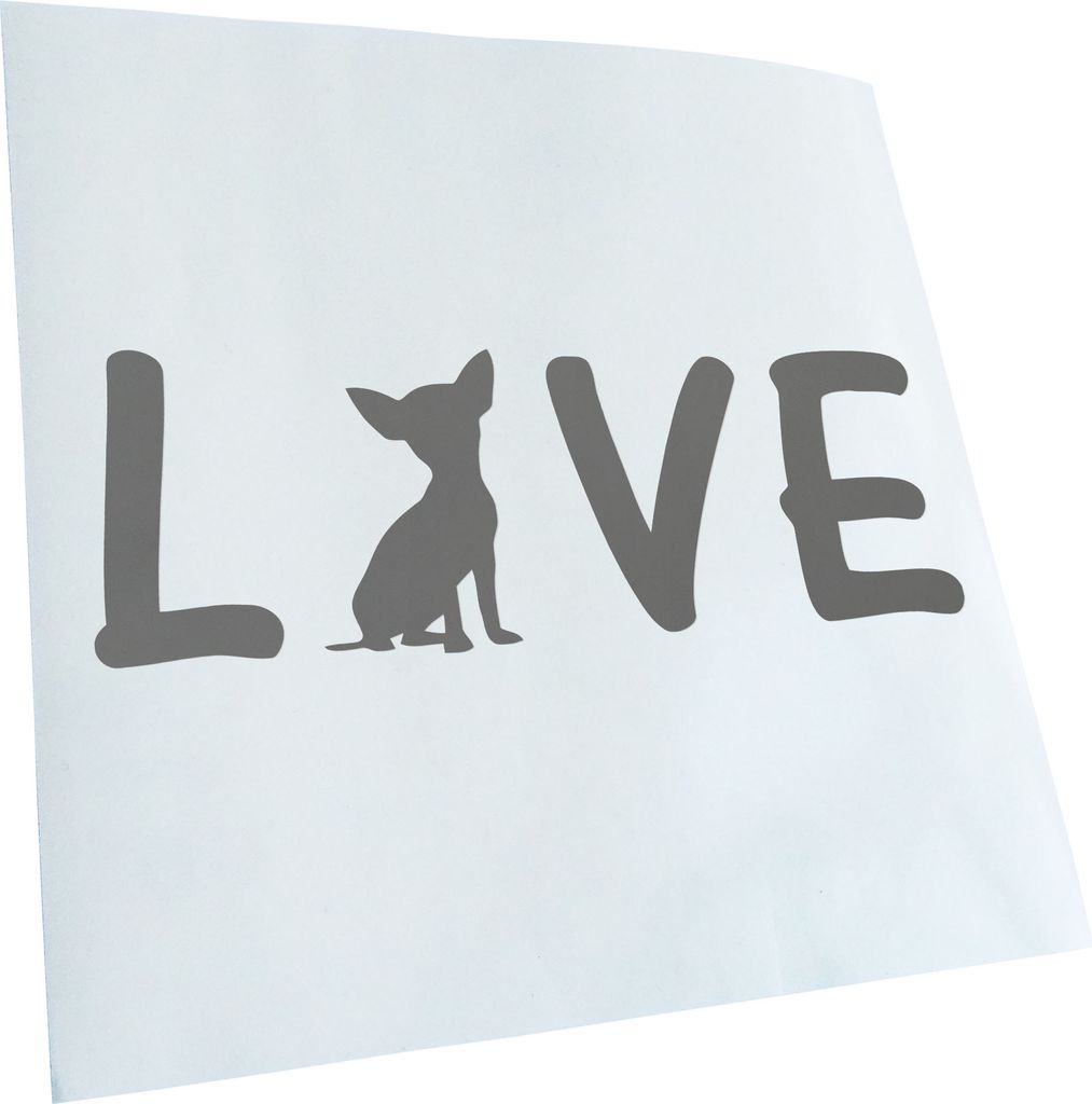 Kiwistar - Autoaufkleber - Grau - 30x11cm Chihuahua Love Schriftzug Aufkleber für Auto, Laptop, Fahrrad, LKW, Motorrad mehrfarbig JDM Decal Racing