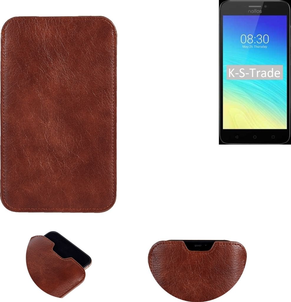 K-S-Trade Schutzhülle Handyhülle kompatibel mit TP-LINK Neffos Y5S Handytasche Kunstleder Sleeve in braun
