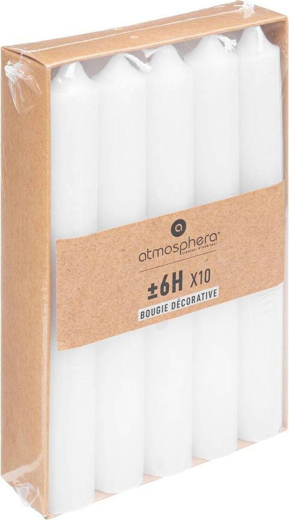 10er-set stumpenkerzen weiß 45g  - Atmosphera créateur Image du produit 
