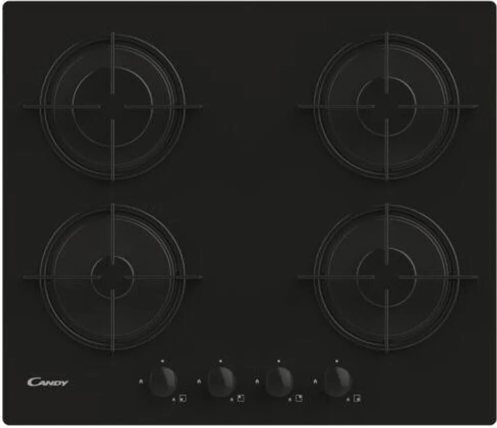 Table Cuisson Gaz Candy CVW6BB Noire : Cuisine Précise et Nettoyage Facile