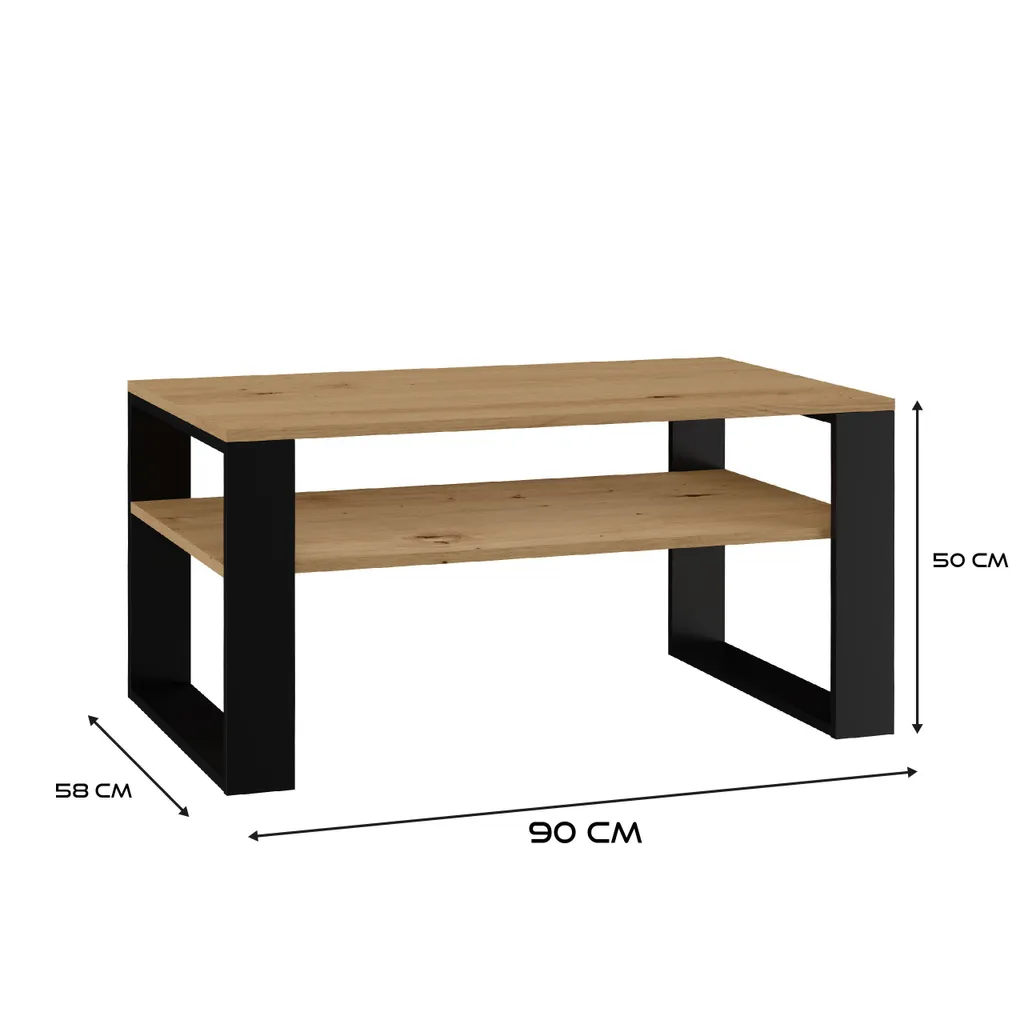 Table basse design bois clair noir LAUREN 2 | Table de salon moderne