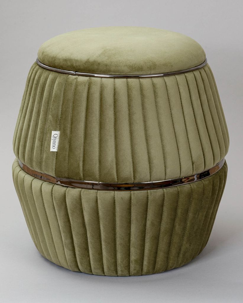 Qiyano Pouf Sitzhocker aus weichem Samtstoff in Produktbild 
