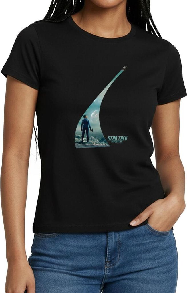 Spreadshirt Star Trek Discovery Michael Burnham Phaser Frauen T-Shirt, S, Schwarz
