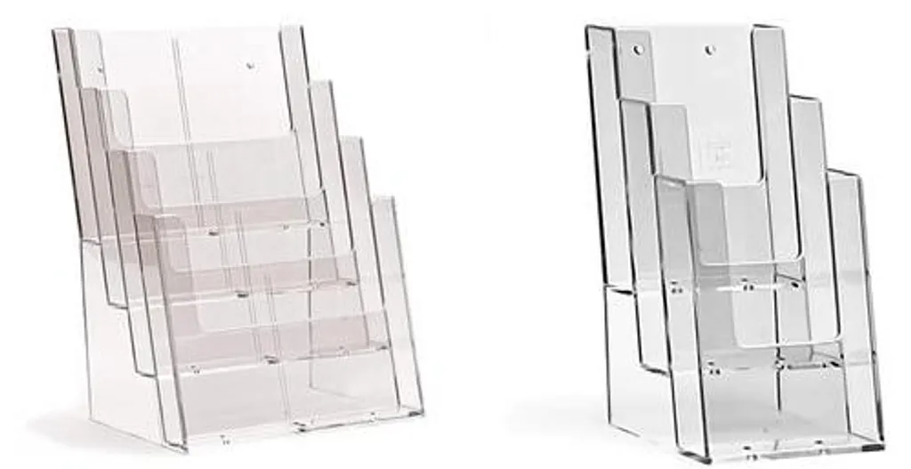 Présentoir à brochures DIN A4 avec 4 compartiments pour table ou mur