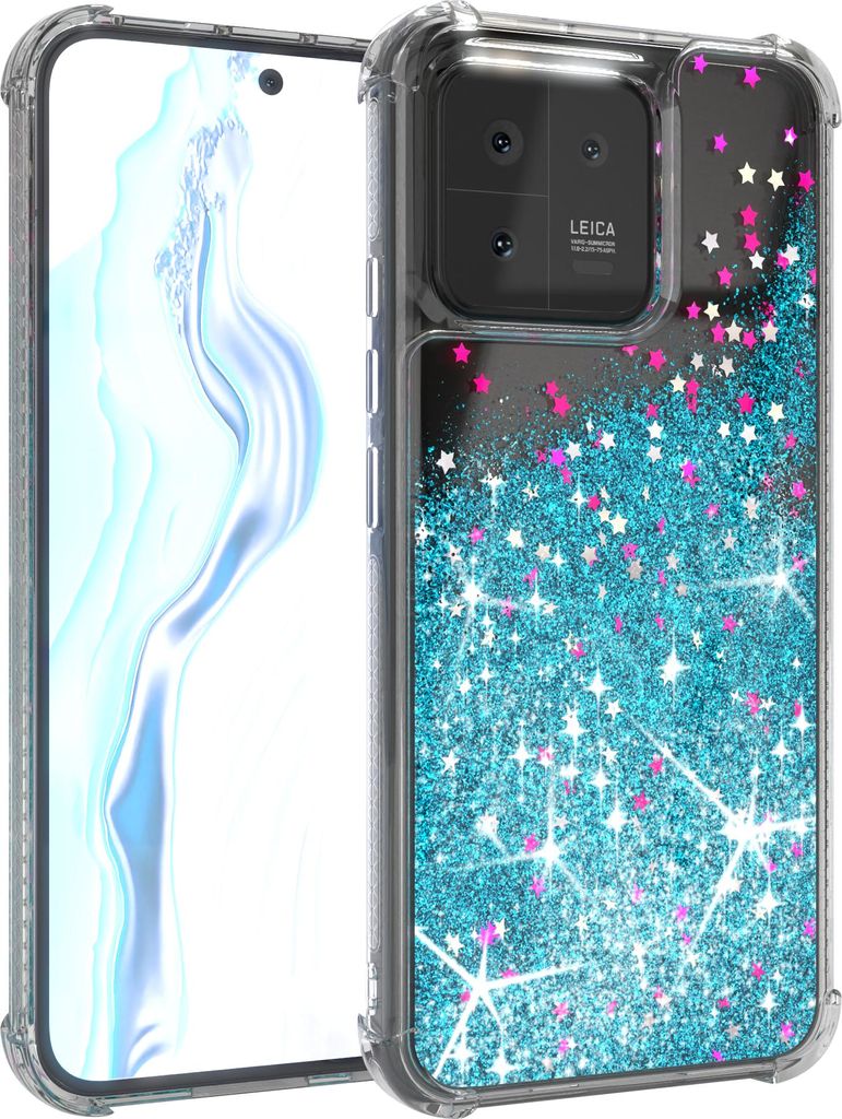 EAZY CASE - Glitzer Hülle kompatibel mit Xiaomi 13 Glitzer Schutzhülle, Soft Case, Backcover Transparent mit Motiv