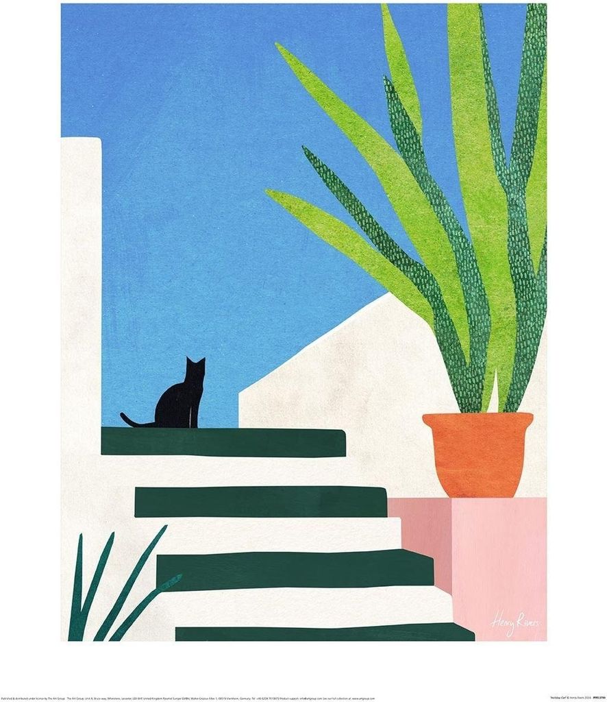 Henry Rivers - bedruckt "Holiday Cat" PM10416 (40 cm x 30 cm x 0,21 cm) (Blau/Weiß/Grün)