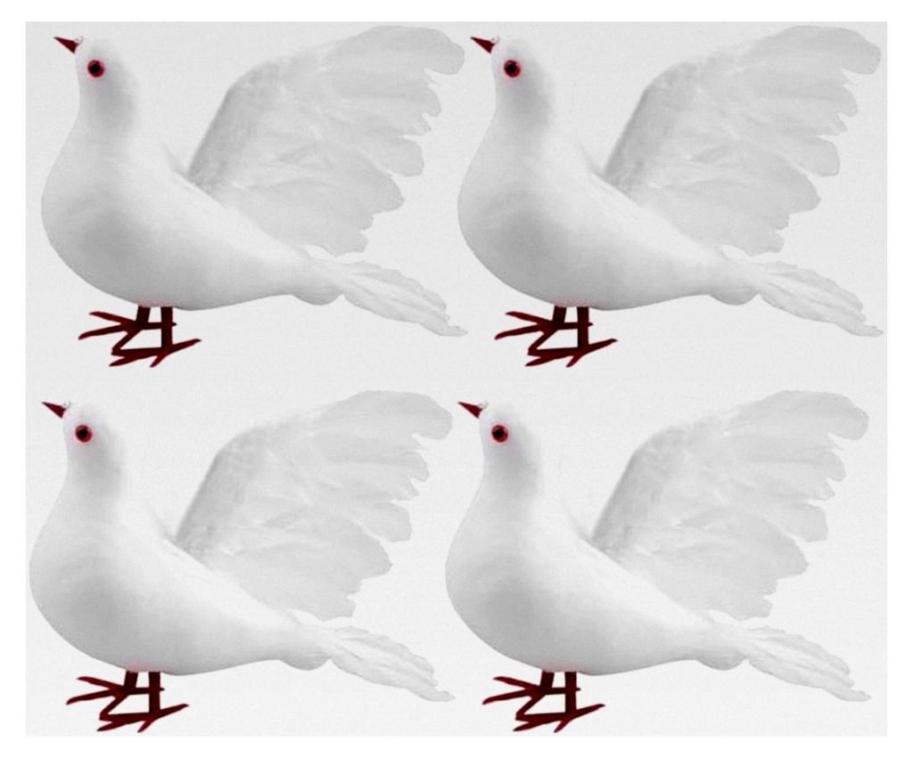 Künstliche Friedenstauben mit weißen Federn, Ornament, Vogel-Dekoration für Hochzeitsfeier und Garten, symbolisiert Liebe und Reinheit, 4 Stück
