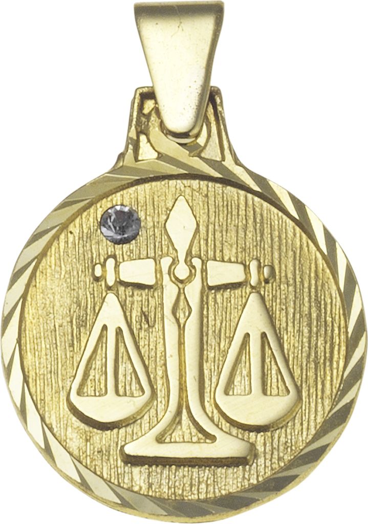 F Anhänger Sternzeichen Waage 333/- Gold 1,7cm gelb Kristall 203340101WA