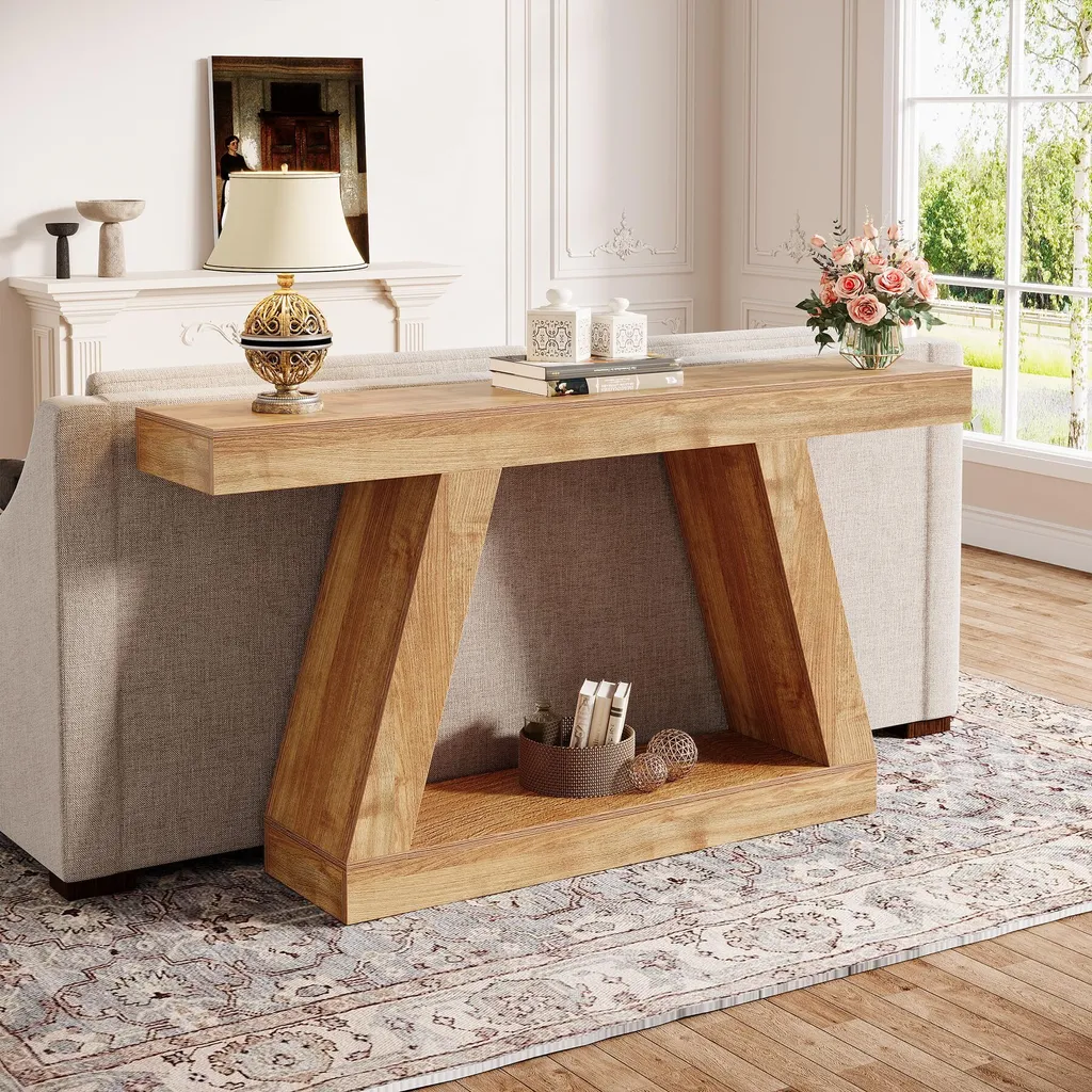 Table Console Robuste 140 cm, Solution Gain de Place pour Entrée - 5