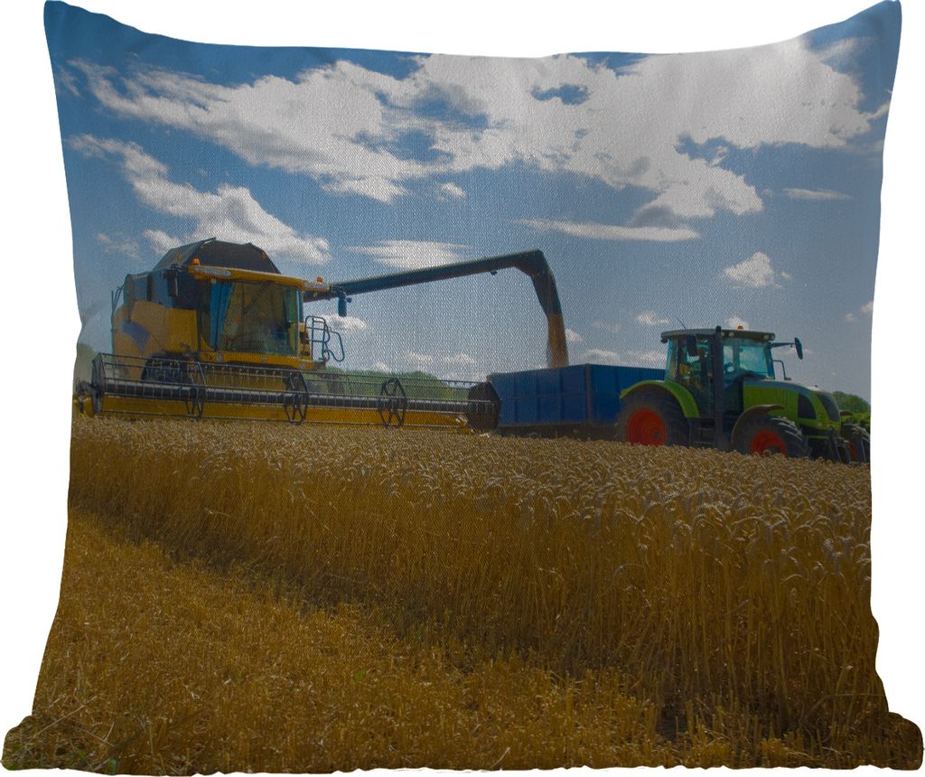 MuchoWow Outdoor Kissen - Traktor - Bauernhof - Landleben - Ernte - Getreide - 45x45 cm - Wetterfest - Lounge Kissen - Fotokissen - Dekoratives K...