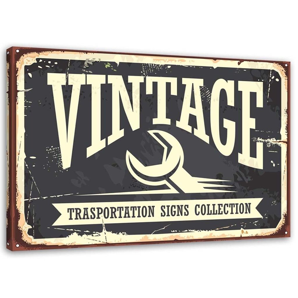 Leinwandbild vintage-schild 120x80 cm Feeby grau wandbild bereit zum aufhängen