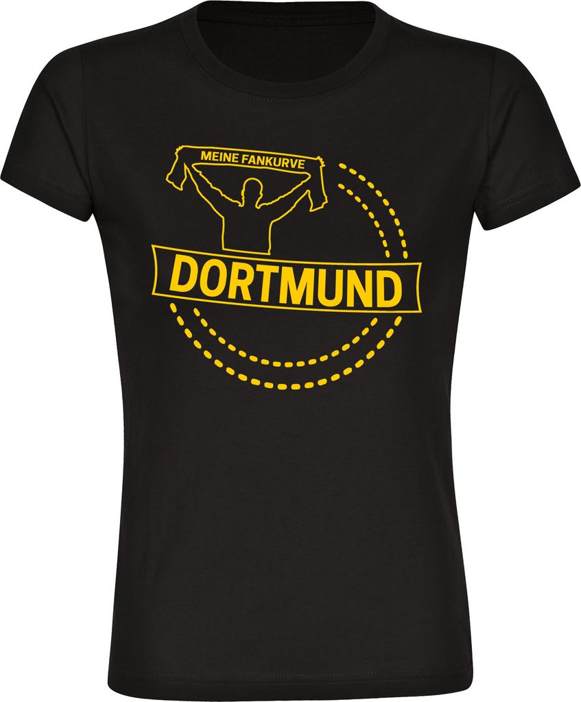multifanshop Damen T-Shirt - Dortmund - Meine Fankurve, schwarz, Größe L