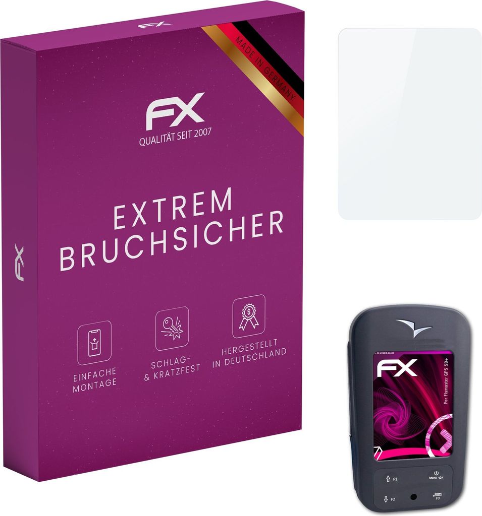 atFoliX FX-Hybrid-Glass Displayfolie kompatibel mit Flymaster GPS SD+ Glasfolie