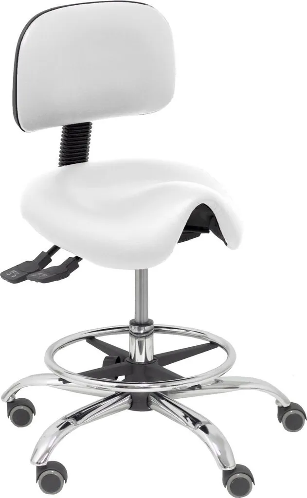 Tabouret Zarza blanc pour cuisine et salon - Confort en similicuir