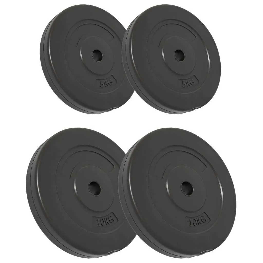 Disques d'haltères 30 kg silencieux - Lot de 4 poids ciment et plastique