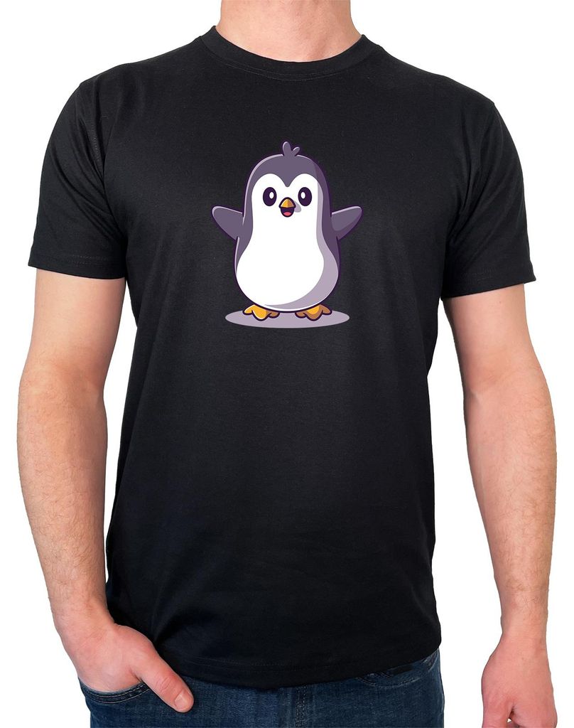 Huuraa Herren T-Shirt Pinguin Comic 3XL Black Bio Baumwolle Fairtrade Herrenshirt Geschenkidee