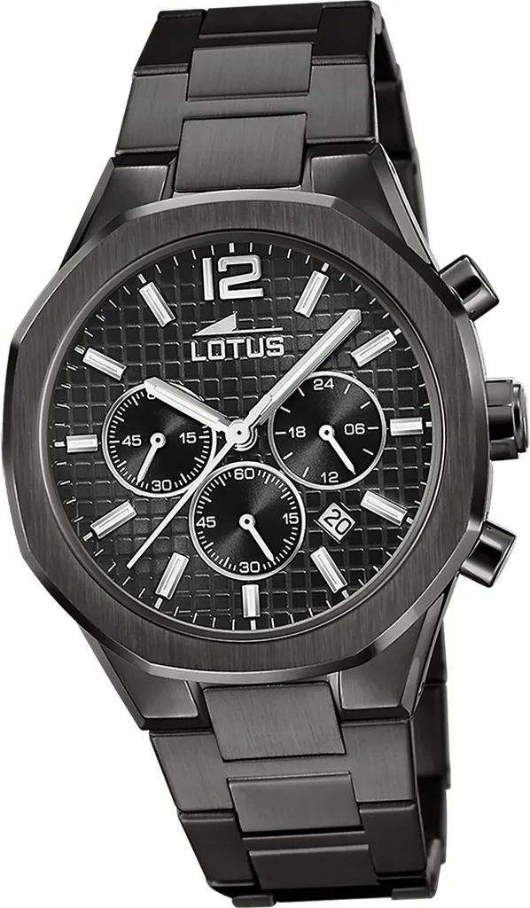 Montre de Bureau et Soirée Lotus Homme Noire en Acier Inoxydable