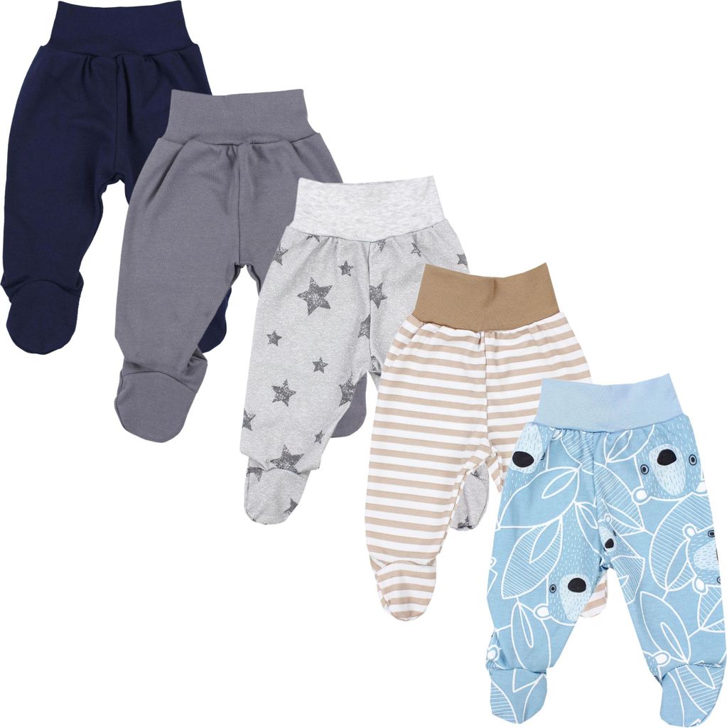 TupTam Baby Unisex Hose mit Fuß Bunte 5er Pack, Farbe: Junge 6, Größe: 56