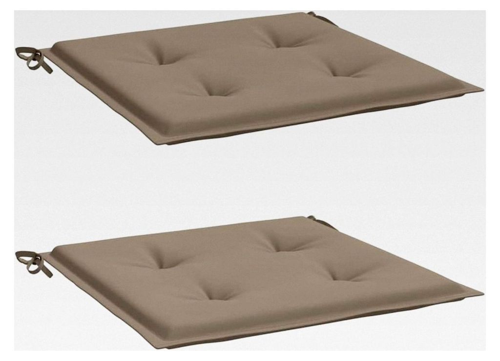 Gartenstuhl Kissen 2 STK., Sitzkissen für Outdoor und Indoor, Stuhlkissen mit 2 Sätzen Schnüren, Stuhlauflage Sitzpolster, Taupe 50x50x4cm Oxfor...