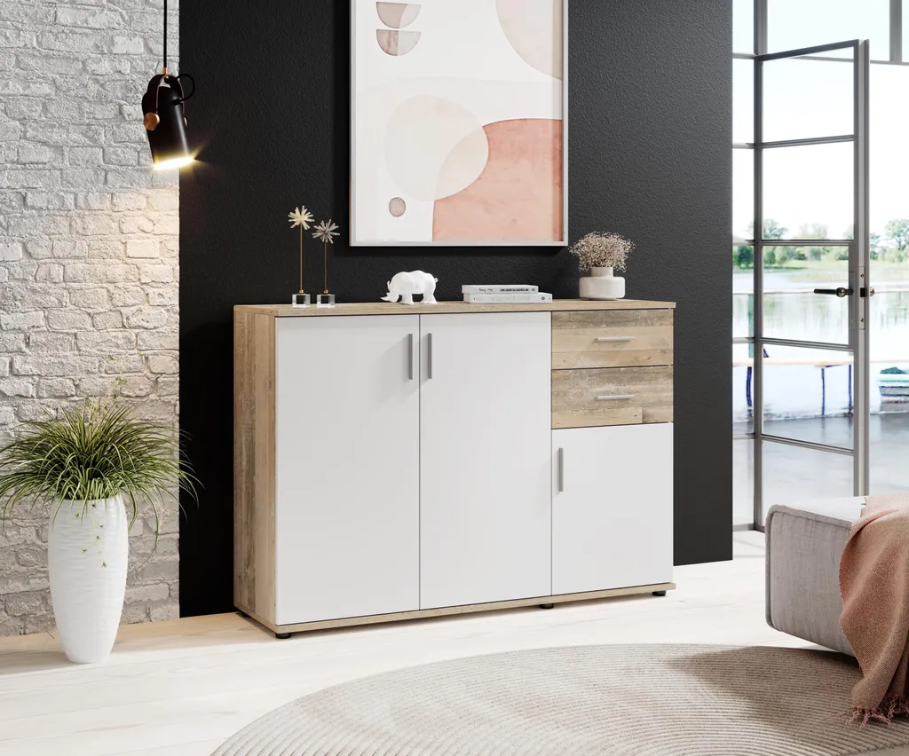 Commode Freida Old-Style 120x82x35 cm - Buffet bas design industriel