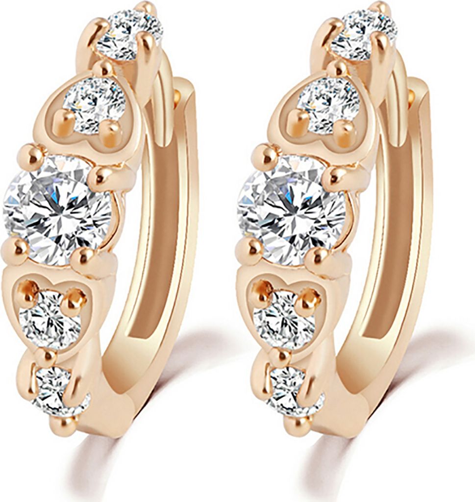 Damen-Clip-Ohrringe mit Herz und mehreren Strasssteinen, vergoldet, Ohrschmuck