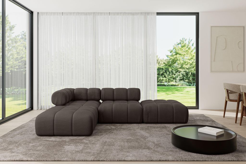ALTDECOR Modulares Sofa Ecksofa in L-Form - Kerru-L1 - 285x190x70 cm Braun universal, links/rechts Corner modular Sofa Eckcouch Couch Wohnlandschaf...