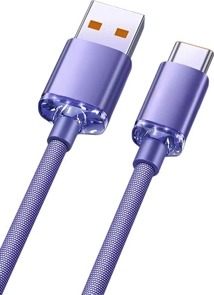 INF Doppio cavo USB Type-C a ricarica rapida da 120W con spegnimento automatico, 6A, 480Mbps Viola 1,5 milioni
