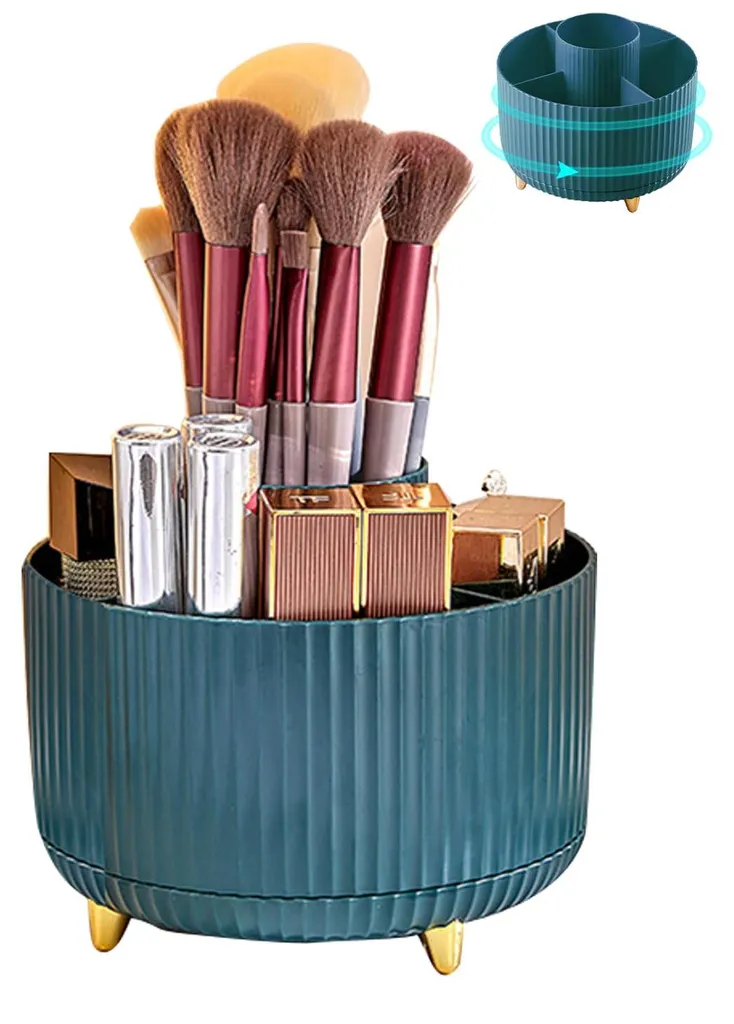 Porte-pinceaux pivotant 360° vert : rangement beauté design pour chambre