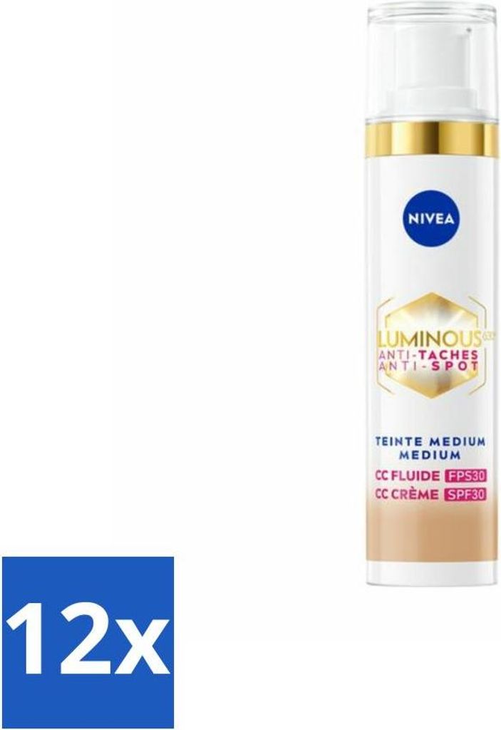 NIVEA – Cellular LUMINOUS 630 CC Cream Medium – Getönte Tagescreme – Gegen Pigmentflecken – LSF 30 – 40 ml - Vorteilspack - 12 Stücke