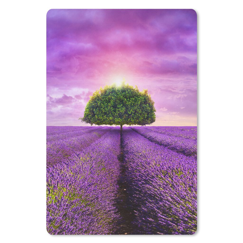 MuchoWow Mauspad Mousepad Lavendel - Baum - Lila - Wolken 40x60 cm - Mousepads - Maus Mat - Pad - Mausunterlage - Schreibtisch Accesoire