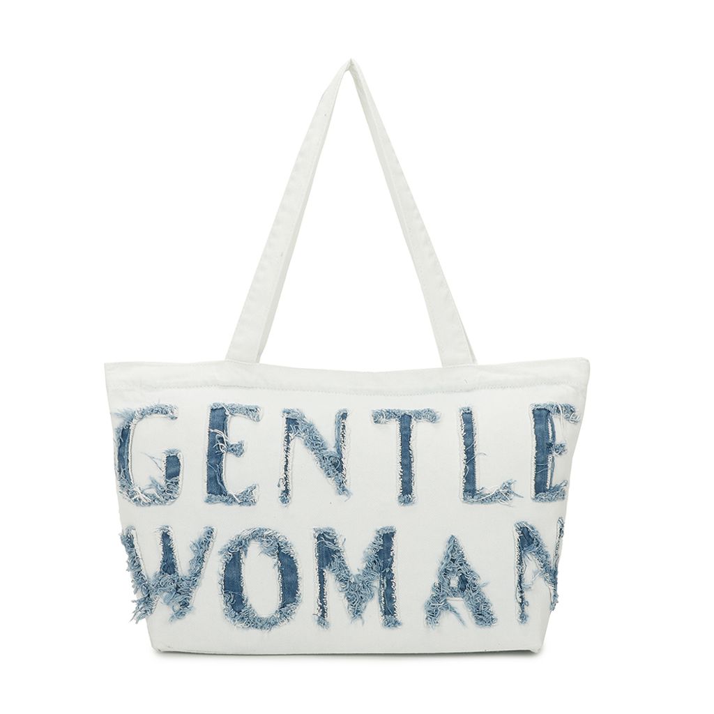Gallantry, Gentle Woman Cabas Handtasche in Jeans, Weiß