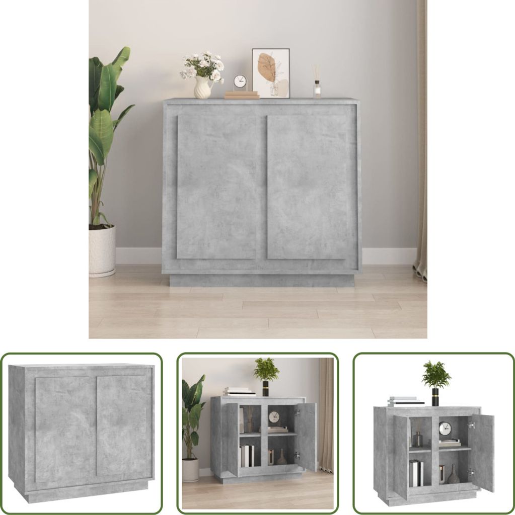 The Living Store Sideboard Betongrau 80x34x75 cm Produktbild 