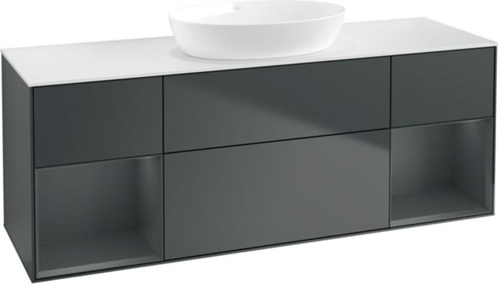 V&B Waschtischunterschrank Wandbeleuchtung Finion 160cm, Pl w m, Rg md m Lac, md bl. m Lac