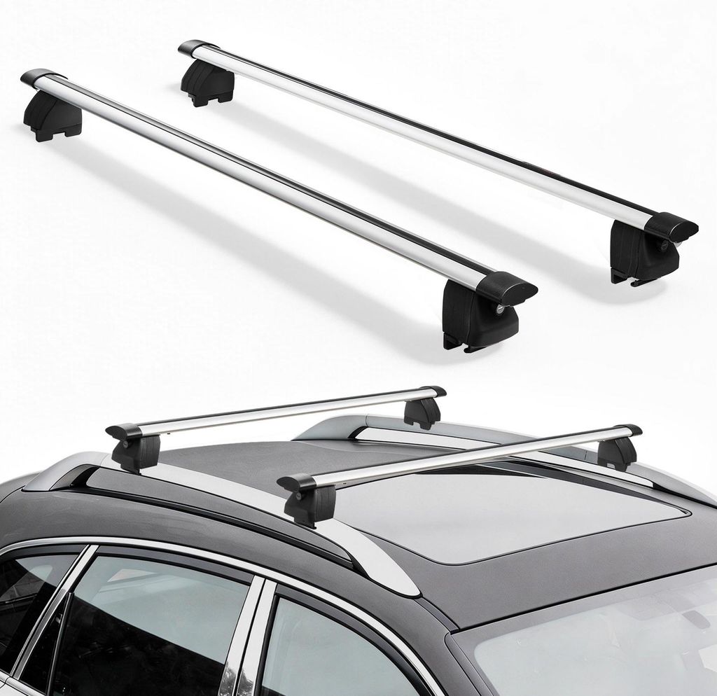 Dachgepäckträger Querträger - Universal Dachträger - 75 kg Tragkraft - Für Erhöhte & Bündige Dachreling 180–1035 mm - Abschließbar - Alum...