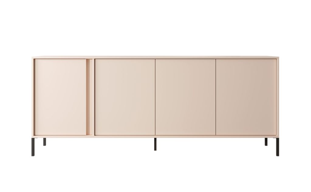 Große moderne Kommode DAST 203 4D – Hellbeige mit Push-to-Open & Metallfüßen