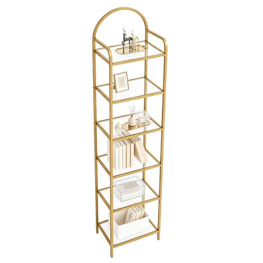 Regal, Bücherregal aus gehärtetem Glas, schlankes Regal für Produktbild 