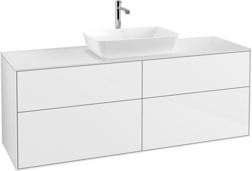V&B Waschtischunterschrank Wandbeleuchtung Finion 160x60cm, Abd.-Pl. wh. m, glo wh. Lac