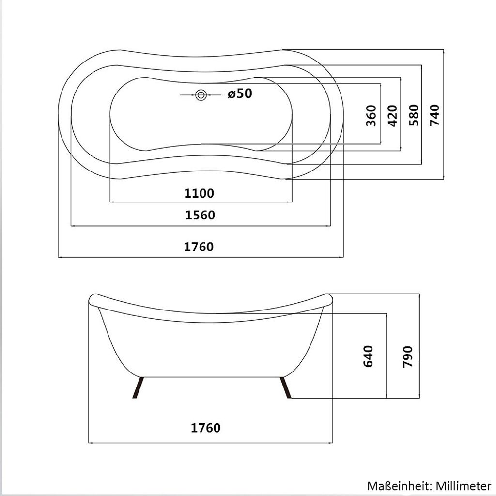 HOME DELUXE - freistehende Badewanne FAMA Weiß Wanne Design Produktbild 8