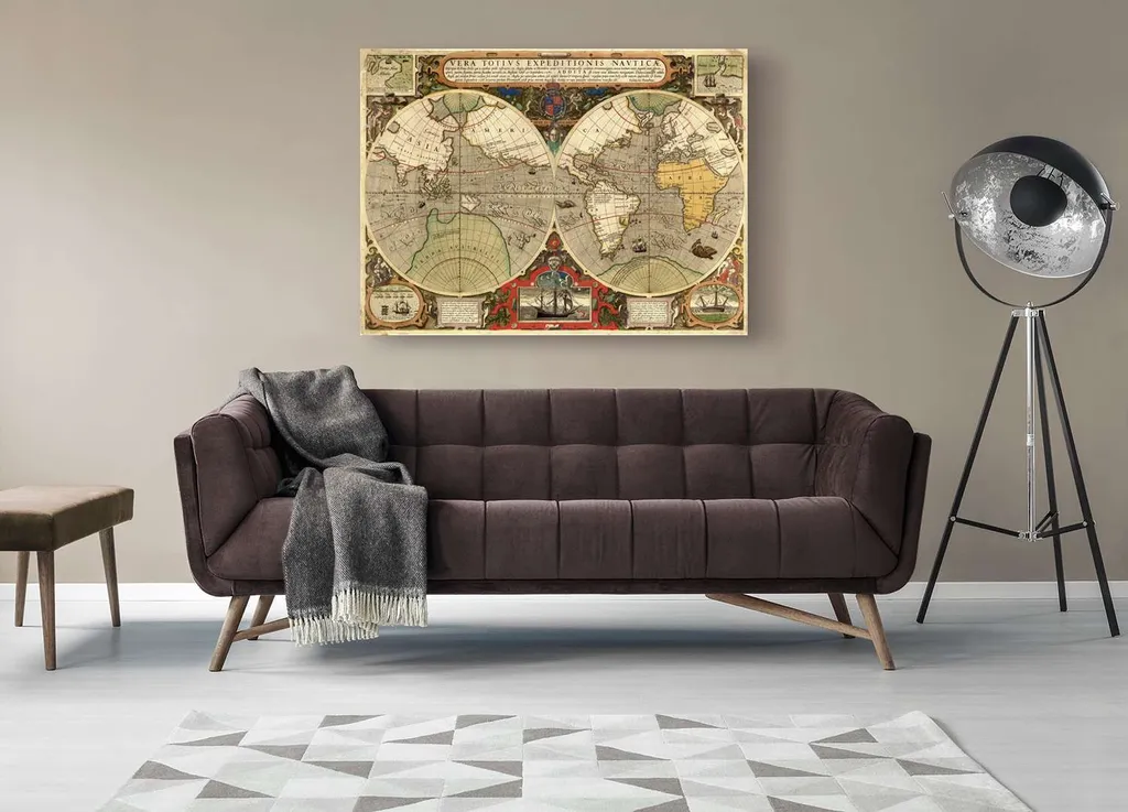 Mappemonde 1595 Hendrik Hondius sur Toile - Impression Haute Qualité - 2