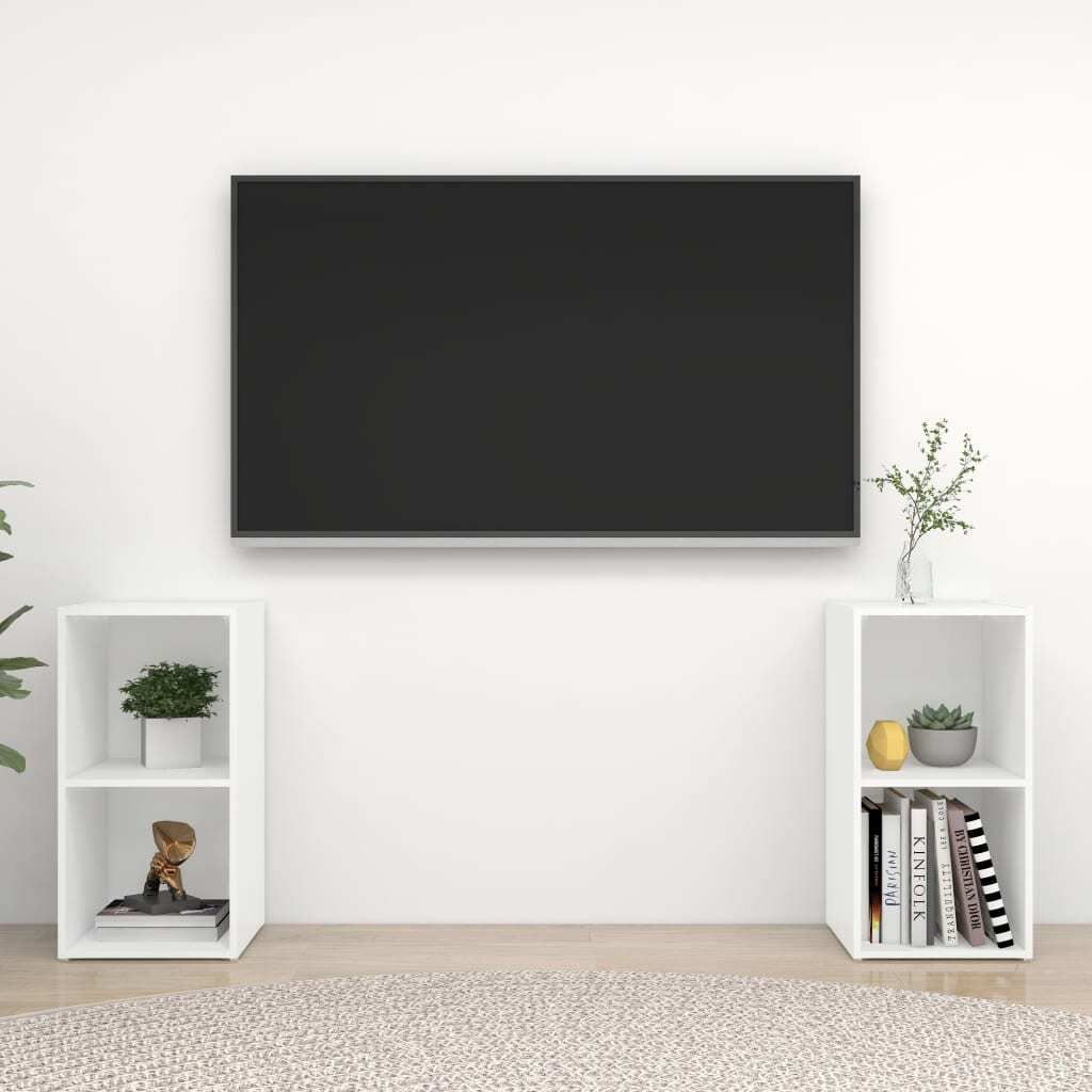 The Living Store TV-Schränke 2 Stk. Weiß 72x35x36,5 cm Holzwerkstoff