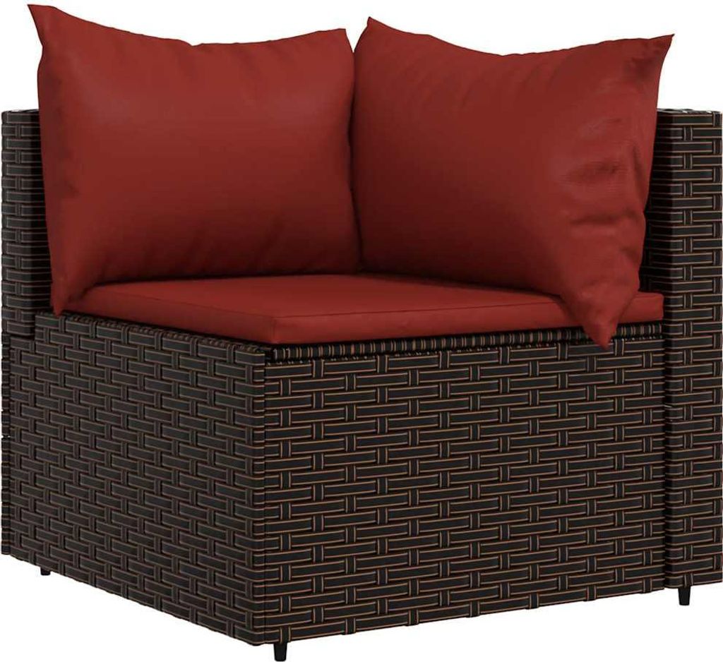 vidaXL Garten-Ecksofa mit Kissen Braun Poly Rattan
