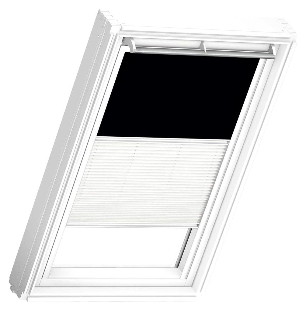 Dachfenster Duo Verdunkelungsrollo für SK06, Schwarz, mit weißer Führungsschiene