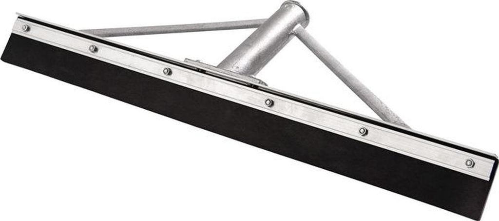 A squeegee with a rubber blade and metal frame, shown against a white background.