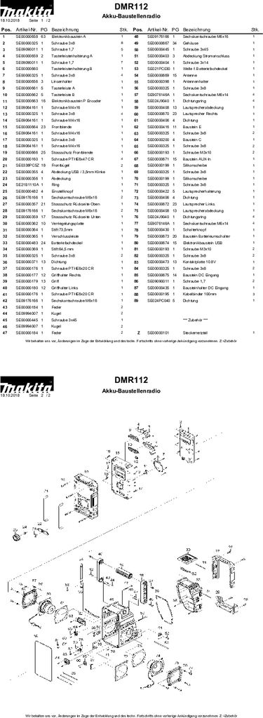 Akumulátorové rádio Makita DMR112 pro staveniště Obrázek produktu 17