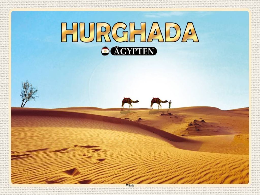vianmo Holzschild 30x40 cm Hurghada Ägypten Wüste Kamele Bildmotiv Reisemotiv Abenteuer Reisen