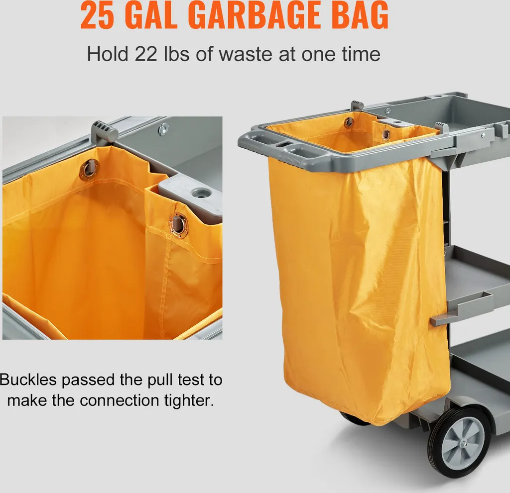 Chariot de concierge robuste capacité 90kg avec sac PVC imperméable