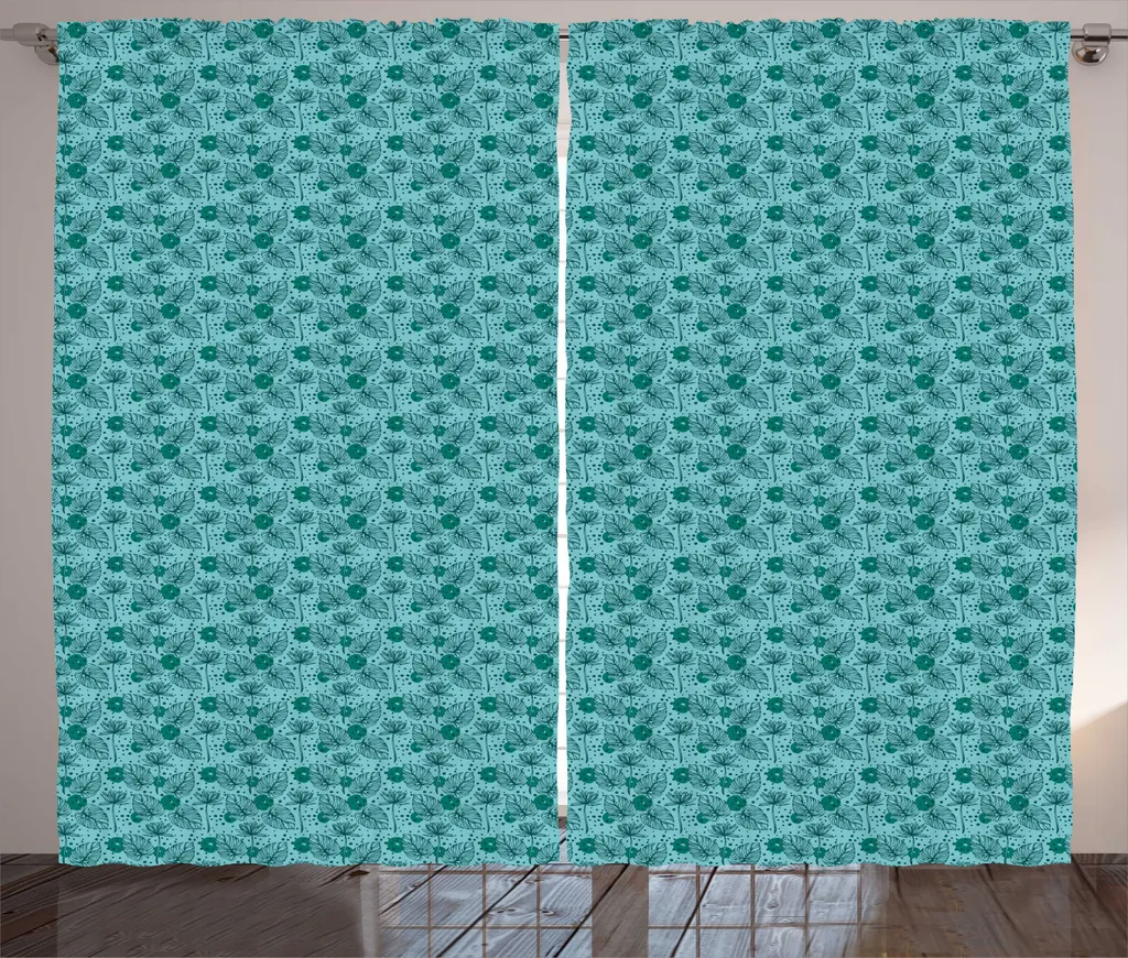 Rideau Tropical ABAKUHAUS Rustique Lotus et Monstera 280 x 225 cm Vert