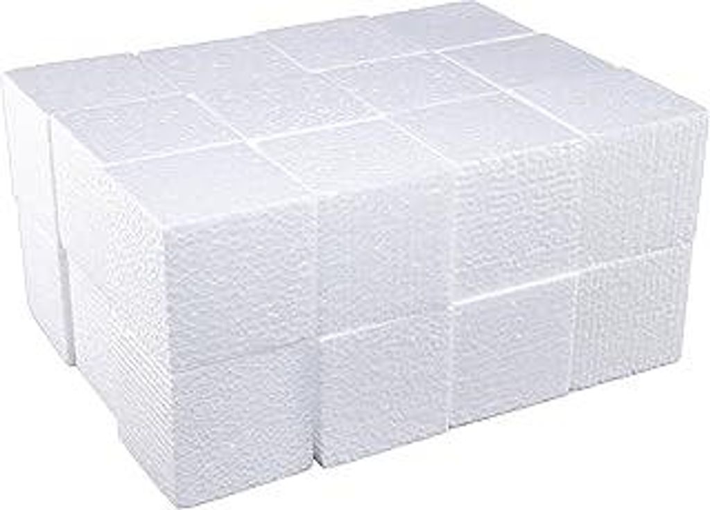 DecoPorex Schaumstoffblöcke aus Polystyrol, 5 cm x 5 cm x 5 cm (24 Stück) für Bastelarbeiten, quadratische Steine aus Polystyrol für Kunst und ...