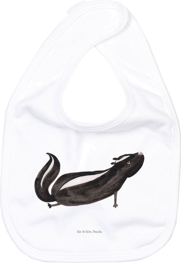 Mr. & Mrs. Panda Lätzchen Stinktier Yoga - Weiß - Geschenk, Skunk, Für Babys, Namaste, Wildtier, Raubtier, Sabberlätzchen, Liebe, Schlabberlät...