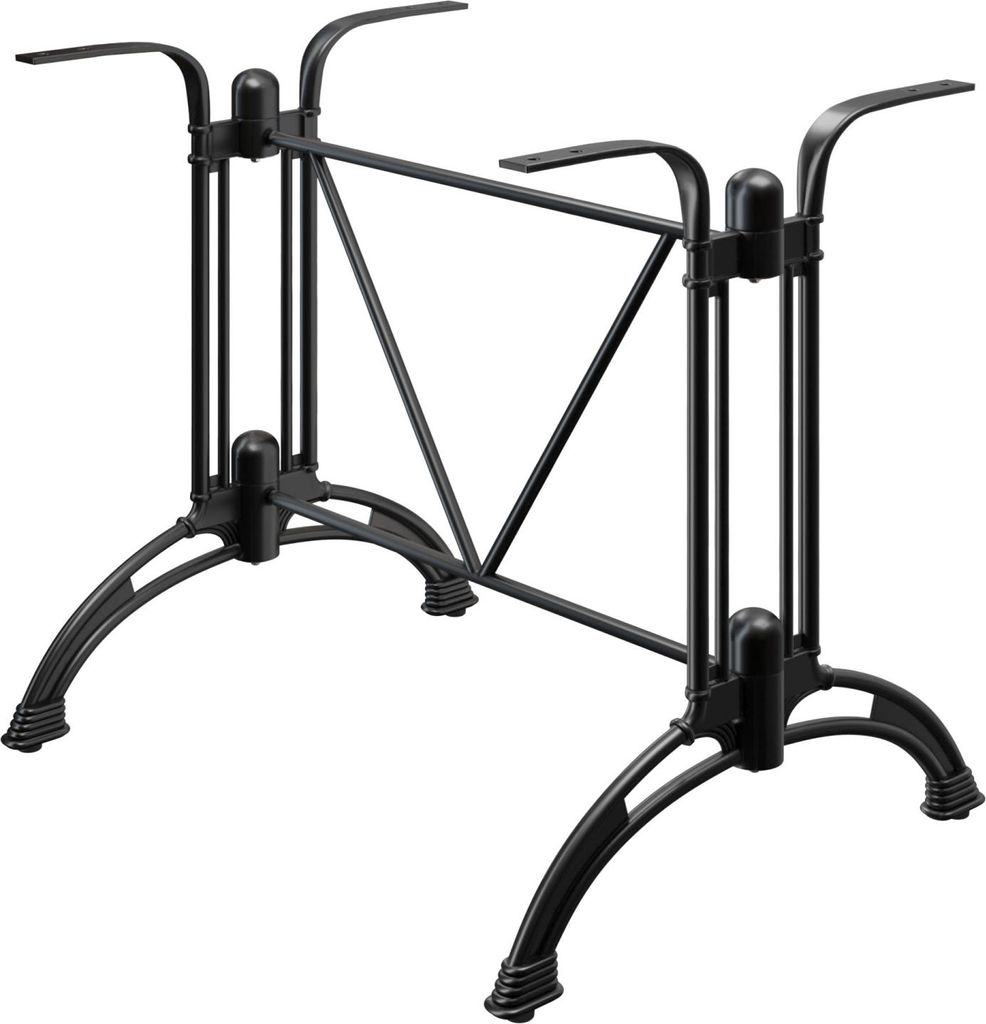 MALAGA | Bistro Doppel Tischgestell | Schwarz | 2 Fuß: 90 x 60 cm | Säule: 72 cm | Guss Optik | Tischgestelle Outdoor, Tischgestelle Gussaluminium